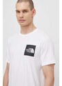 Bavlněné tričko The North Face M S/S Fine Tee bílá barva, s potiskem, NF0A87NDFN41