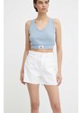 Džínové šortky Calvin Klein Jeans dámské, béžová barva, hladké, high waist, J20J222811