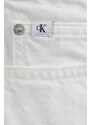 Džínové šortky Calvin Klein Jeans dámské, béžová barva, hladké, high waist, J20J222811