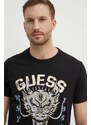 Bavlněné tričko Guess DRAGON černá barva, s aplikací, M4GI21 K8FQ4