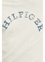 Bavlněné tričko Tommy Hilfiger béžová barva, s potiskem, MW0MW34432