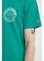 Bavlněné tričko Tommy Jeans Archive Games zelená barva, s potiskem, DM0DM19545