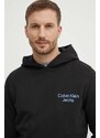 Bavlněná mikina Calvin Klein Jeans pánská, černá barva, s kapucí, s potiskem, J30J325161