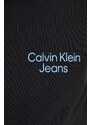 Bavlněná mikina Calvin Klein Jeans pánská, černá barva, s kapucí, s potiskem, J30J325161