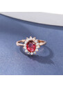 Flor de Cristal Stříbrný prsten Rebeka s červeným kamenem