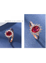 Flor de Cristal Stříbrný prsten Rebeka s červeným kamenem