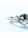 Flor de Cristal Stříbrný prsten Anglea s Mechovým achátem a zirkony
