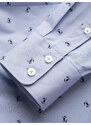 Ombre Clothing Pánská klasická bavlněná košile SLIM FIT s kraby - světle modrá V6 OM-SHCS-0156