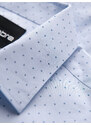 Ombre Clothing Pánská klasická bavlněná košile SLIM FIT s mikro vzorem - modrá V7 OM-SHCS-0156