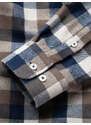 Ombre Classic men's flannel check cotton shirt - brown and navy blue