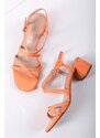 Tamaris Oranžové semišové sandály na hrubém podpatku 1-28204
