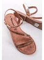 Tamaris Zlaté kožené nízké sandály 1-28113