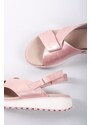 Caprice Růžové kožené sandály na platformě 9-28703
