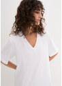 bonprix Dlouhé tričko s výstřihem do V (5 ks v balení), krátký rukáv Černá