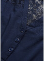 bonprix Henley triko s krajkou, z udržitelné viskózy Modrá