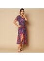 Blancheporte Dlouhé šaty s potiskem, recyklovaný polyester** fialová 36