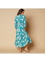 Blancheporte Dlouhé šaty s knoflíky a potiskem květin modrá/bílá 36
