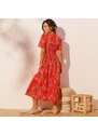 Blancheporte Dlouhé šaty s potiskem červená/fialová 36