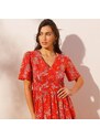 Blancheporte Dlouhé šaty s potiskem červená/fialová 36