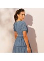 Blancheporte Dlouhé denimové šaty sepraná modrá 36