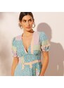 Blancheporte Dlouhé šaty s potiskem, recyklovaný polyester lila/bl. modrá 38