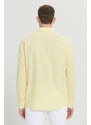 AC&Co / Altınyıldız Classics Men's Yellow Comfort Fit Relaxed Cut Concealed Button Collar 100% Cotton Flamed Shirt