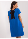 RUE PARIS Modré mini šaty s mašlí na zádech --ciemny niebieski Modrá