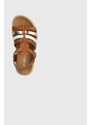 Dětské kožené sandály Geox SOLEIMA hnědá barva