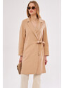 armonika Women's Beige Tie Long Coat