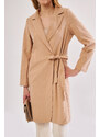 armonika Women's Beige Tie Long Coat