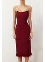 Trendyol Burgundy Body-fitting Woven Corset Detail Otricated Elegant Evening Dress