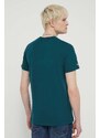 Bavlněné tričko Superdry zelená barva, s aplikací