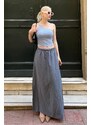 Madmext Women's Smoky Elastic Waist Long Skirt