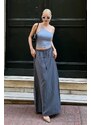 Madmext Women's Smoky Elastic Waist Long Skirt