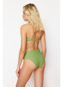 Trendyol Green Plain Draped High Waist Regular Bikini Bottom