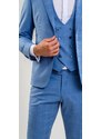 Alain Delon Bledomodrý svadobný Slim Fit oblek s vestou
