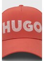 Kšiltovka HUGO růžová barva, s aplikací