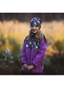Unuo (ušito v ČR) Dívčí softshellová bunda s fleecem Unuo - jednorožci - fialová
