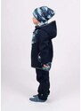 Unuo (ušito v ČR) Dětská softshellová bunda Unuo s fleecem temně modrá tučňáci