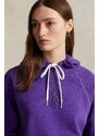Bavlněná mikina Polo Ralph Lauren dámská, fialová barva, s kapucí, s aplikací