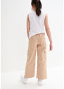 bonprix Cargo kalhoty se širokými nohavicemi, pro dívky Béžová