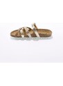Blancheporte Korkové páskové pantofle hnědošedá/zlatá 36
