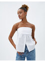 Koton Strapless Blouse Button Detailed Cotton