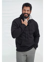 AC&Co / Altınyıldız Classics Men's Black Standard Fit Regular Cut Inner Fleece 3 Thread Hooded Cotton Sweatshirt