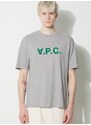 Bavlněné tričko A.P.C. T-Shirt River šedá barva, s potiskem, COFDW.H26324.PLB