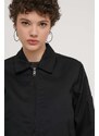 Džínová bunda Dickies LINED EISENHOWER CROP W REC dámská, černá barva, přechodná, oversize, DK0A4Z23