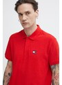 Bavlněné polo tričko Tommy Jeans červená barva, DM0DM18314