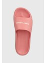 Pantofle Tommy Jeans TJW CHUNKY FLATFORM SLIDE dámské, růžová barva, na platformě, EN0EN02454