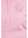 Bavlněná mikina HUGO dámská, růžová barva, s kapucí, s aplikací, 50514080