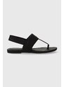Sandály Calvin Klein Jeans FLAT SANDAL TOEPOST DC dámské, černá barva, YW0YW01344